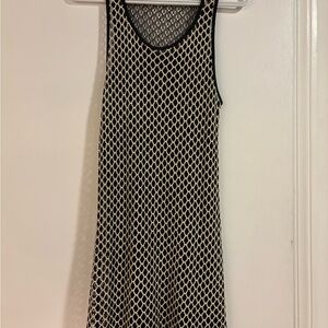 Zara Black and Cream Geometric Midi Dress